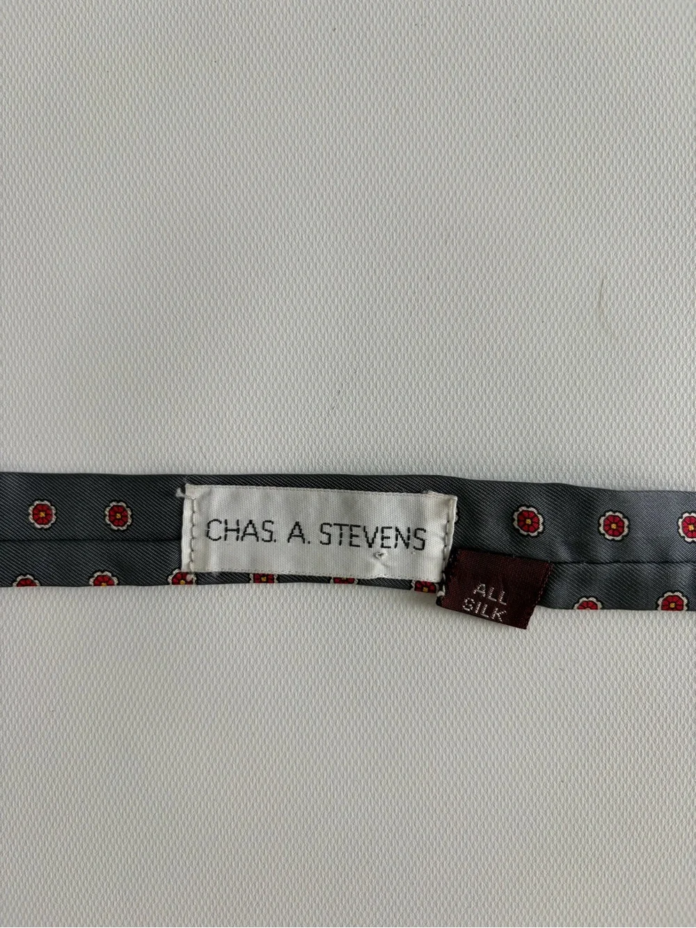 Vintage Chas A Stevens Gray Silk Skinny Scarf